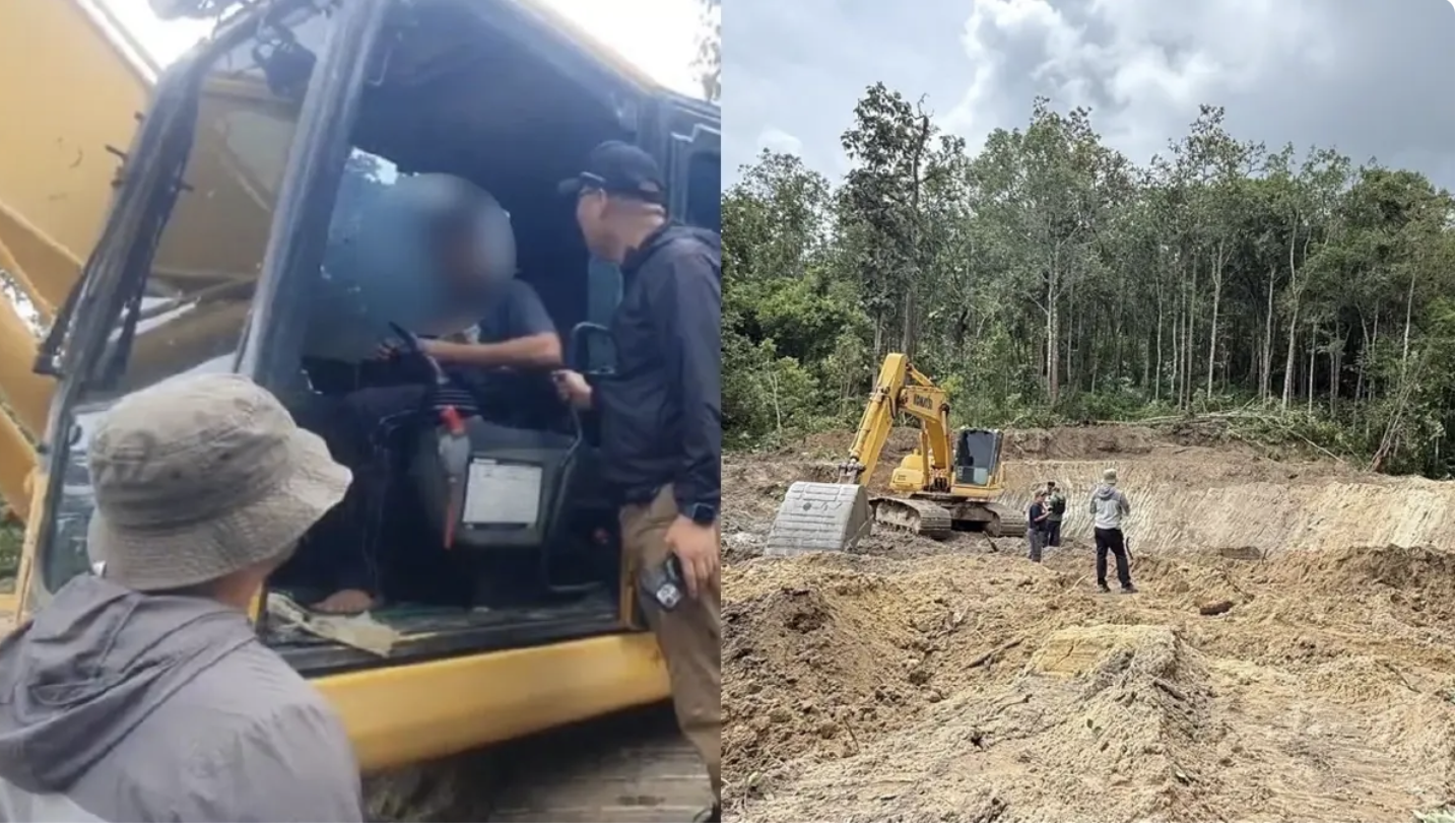 泰北翁革縣國家森林遭盜伐 警方當場逮人起獲怪手