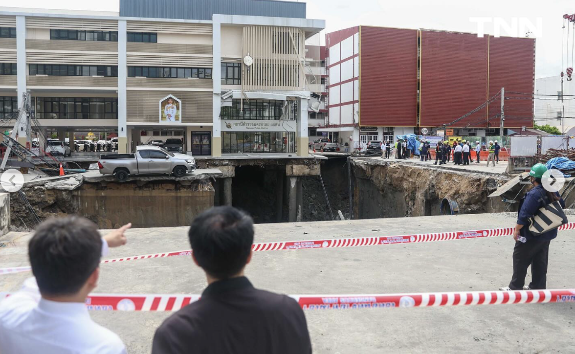 曼谷市中心道路塌陷 封鎖區域擴大 建議改道通行  