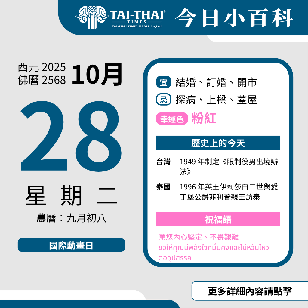 西元 2025 年 10 月 28 日（星期二）佛曆 2568 年 10 月 28 日 農曆 九月初八