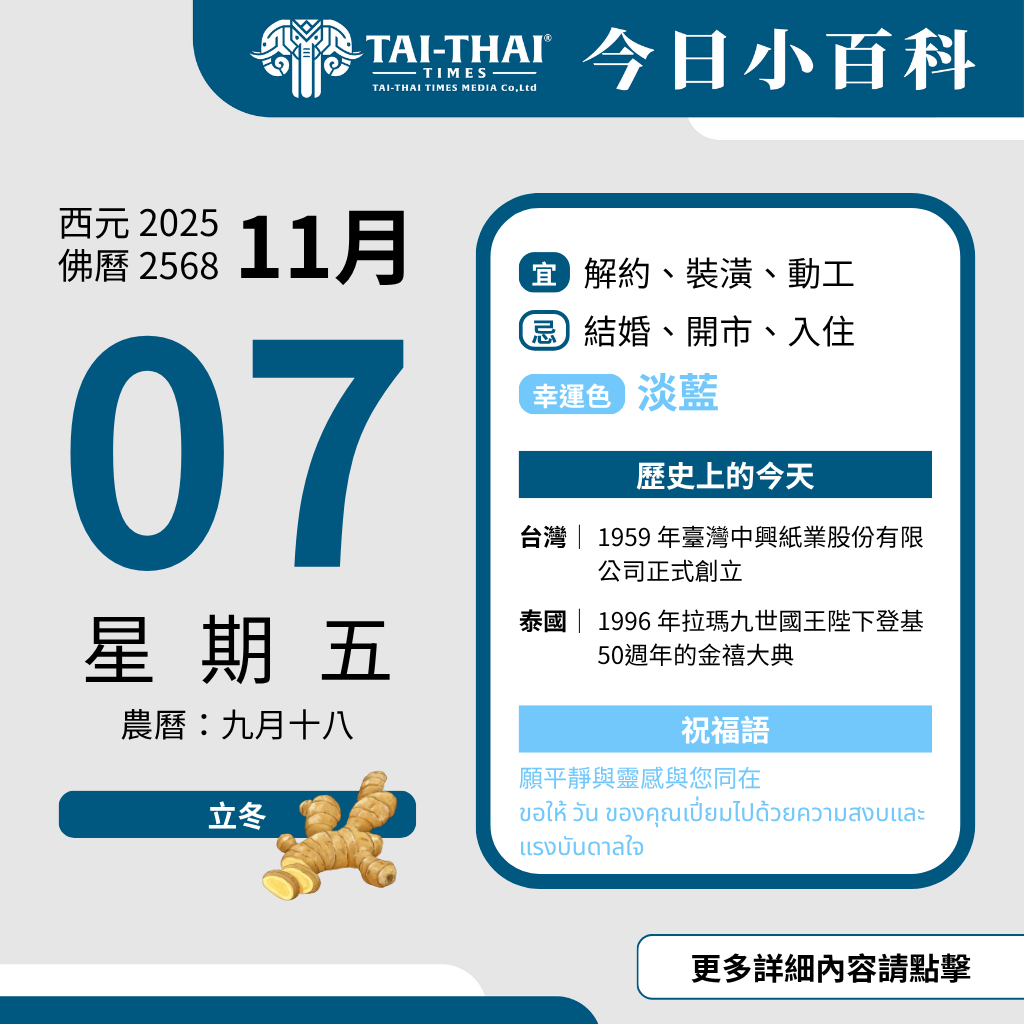 西元 2025 年 11 月 07 日（星期五）佛曆 2568 年 11 月 07 日 農曆 九月十八