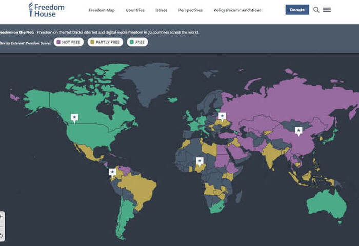 全球網路自由連15年下滑 台灣第7亞洲最佳、中國緬甸墊底
