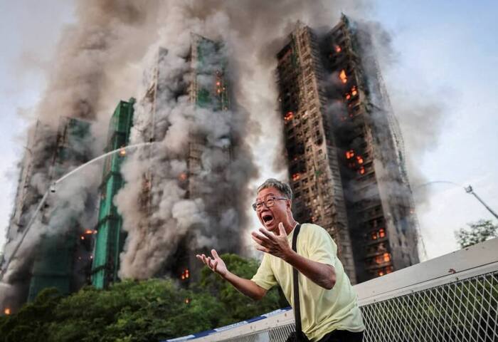 老翁喊「我太太在裡面」　成香港惡火代表性畫面