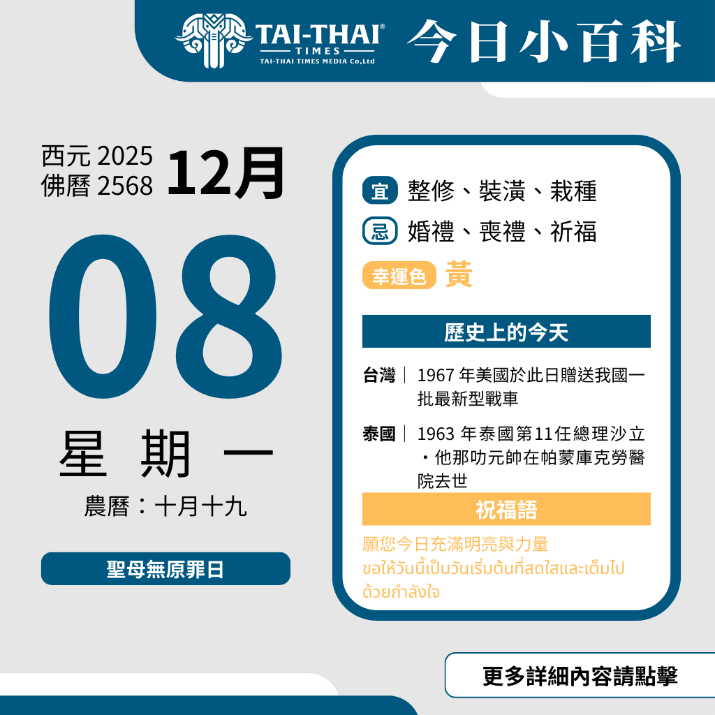 西元 2025 年 12 月 08 日（星期一）