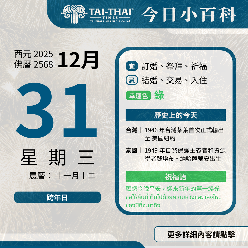 西元 2025 年 12 月 31 日（星期三）