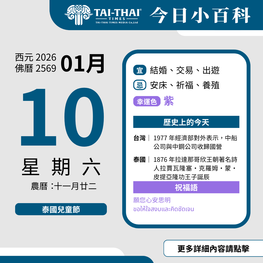 西元 2026 年 01 月 10 日（星期六）