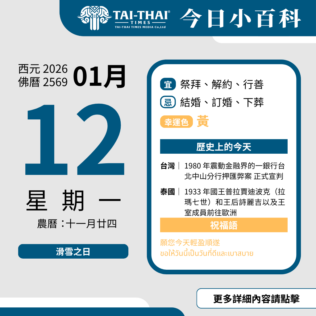西元 2026 年 01 月 12 日（星期一）