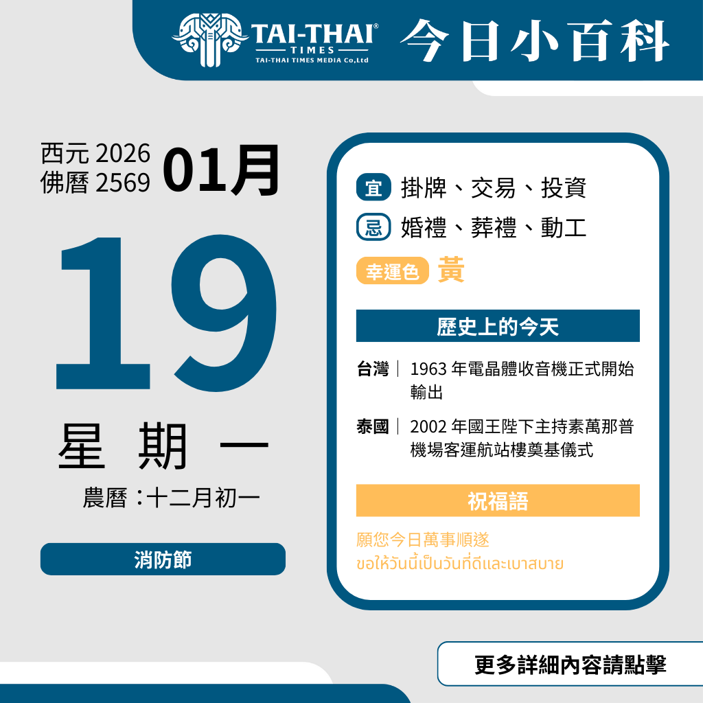 西元 2026 年 01 月 19 日（星期一）