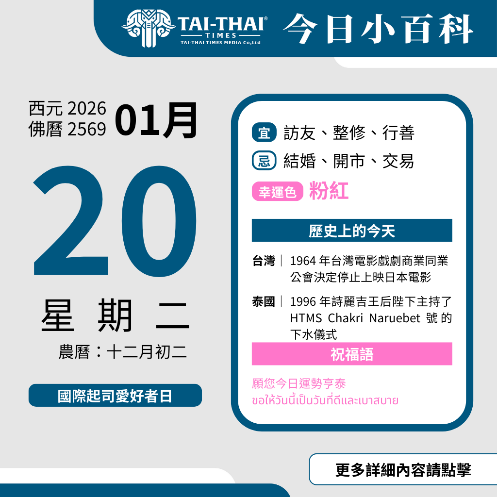 西元 2026 年 01 月 20 日（星期二）