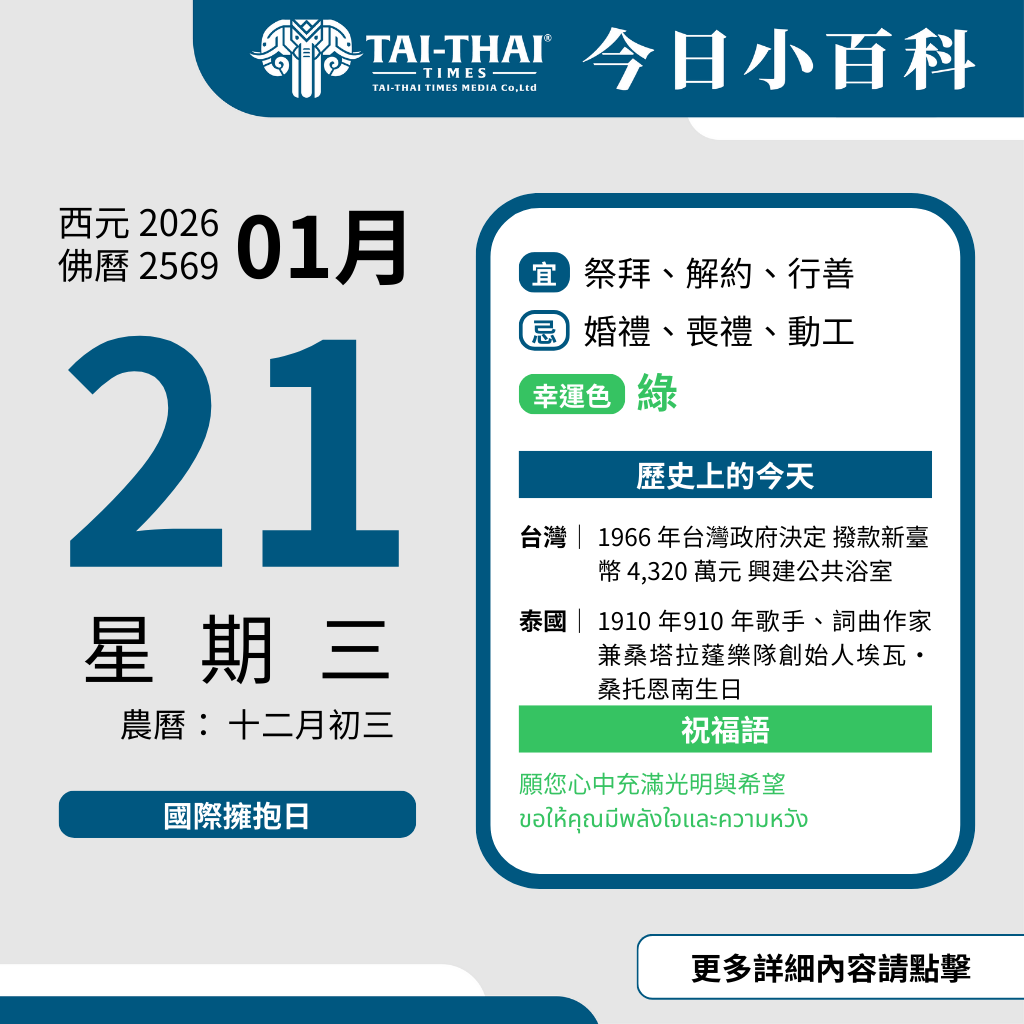 西元 2026 年 01 月 21 日（星期三）