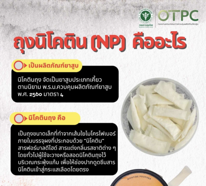 泰衛生部示警商家　禁陳列宣傳尼古丁袋