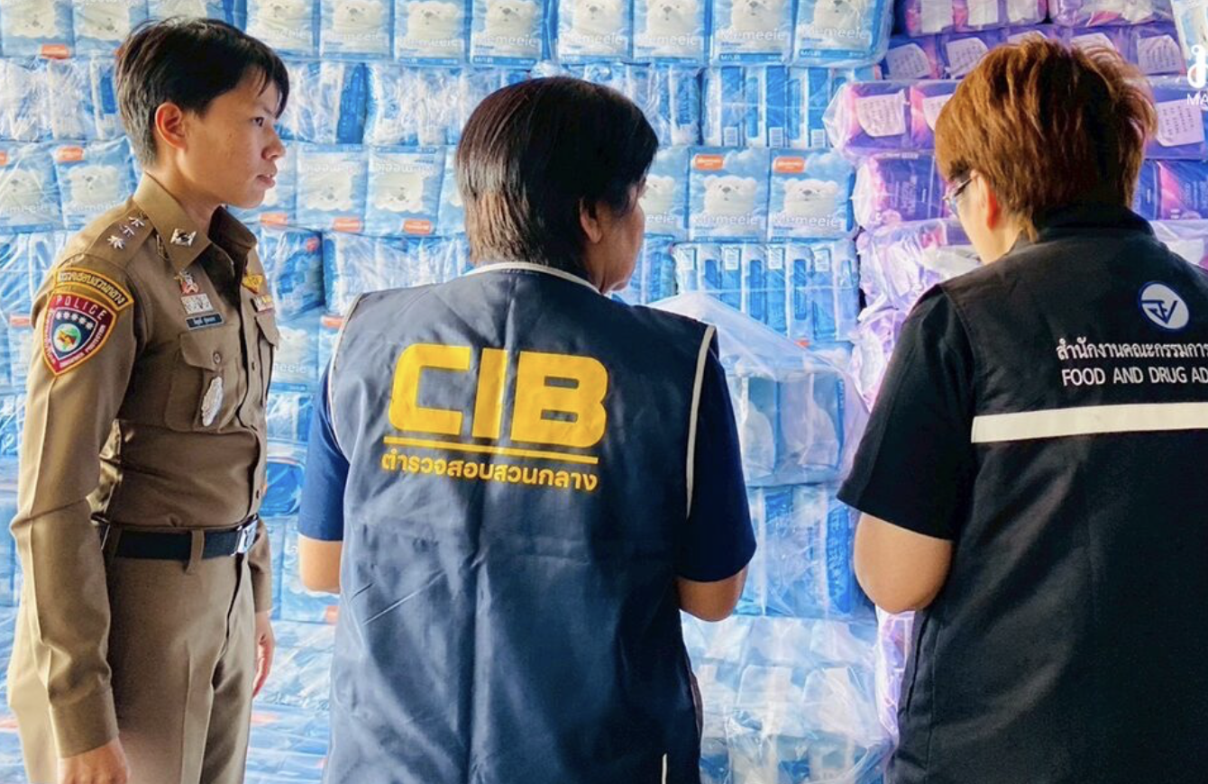 泰警破獲中國違法衛生棉　查扣逾120萬件