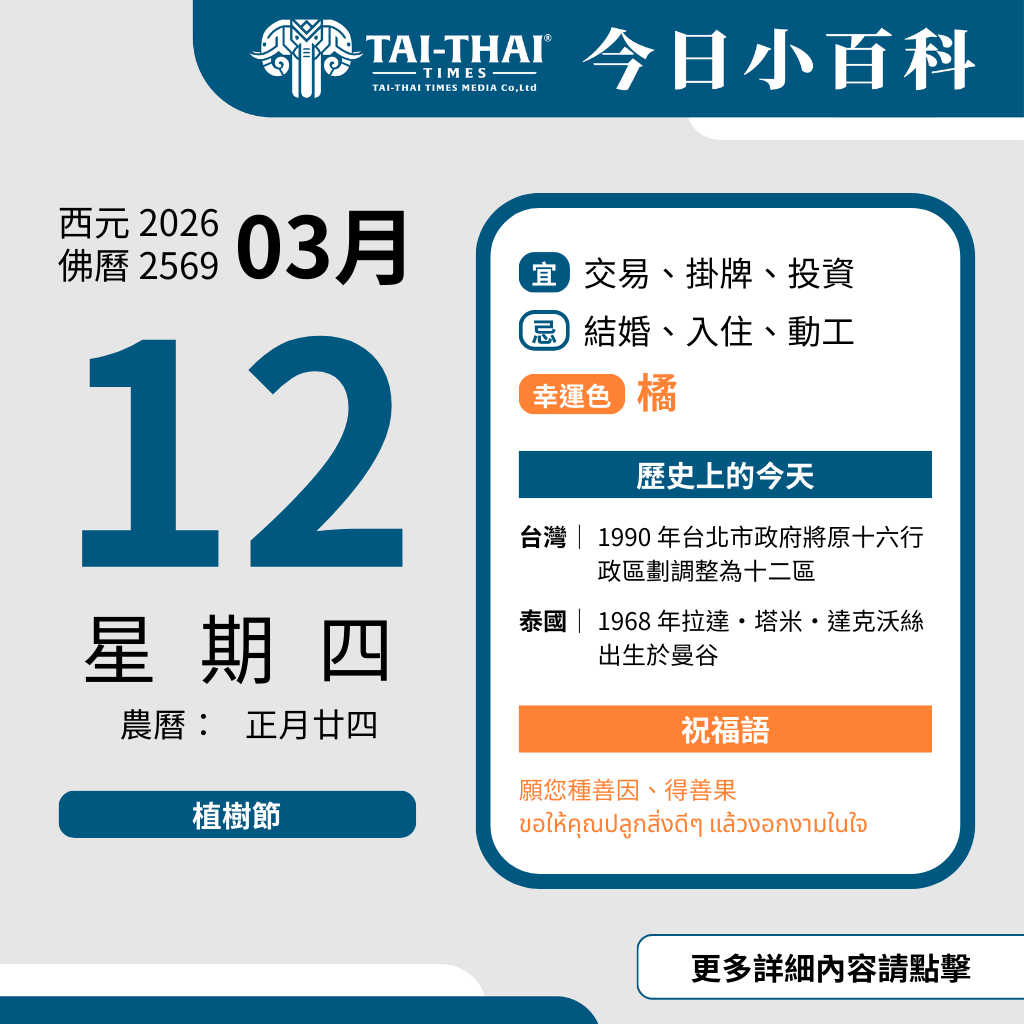 西元 2026 年 03 月 12 日（星期四）