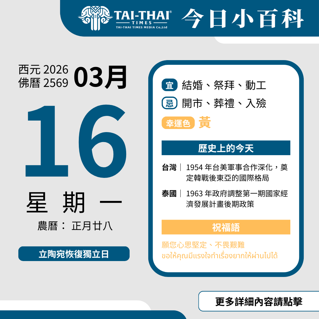 西元 2026 年 03 月 16 日（星期一）