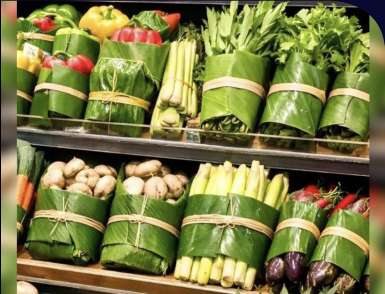 清邁超市減塑新作法　香蕉葉取代塑膠包裝