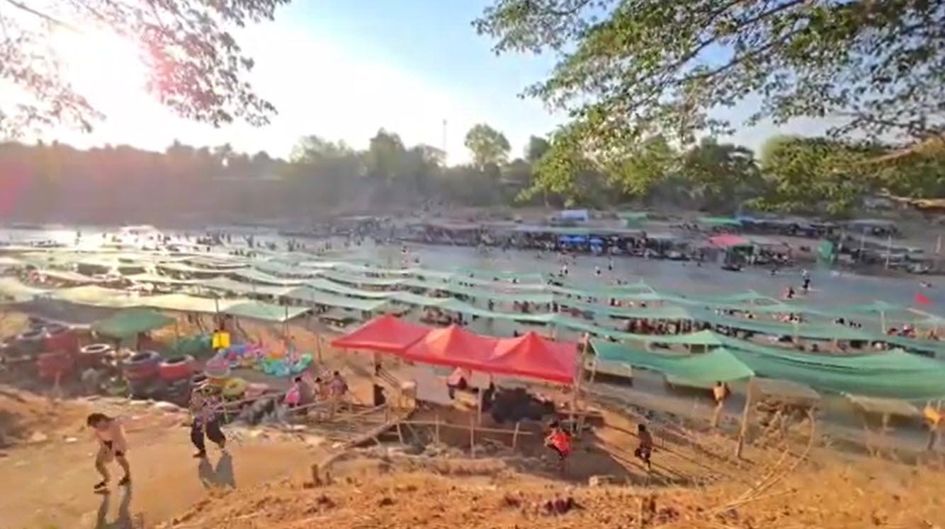 泰緬邊境慶宋干節　湄河兩岸千人潑水