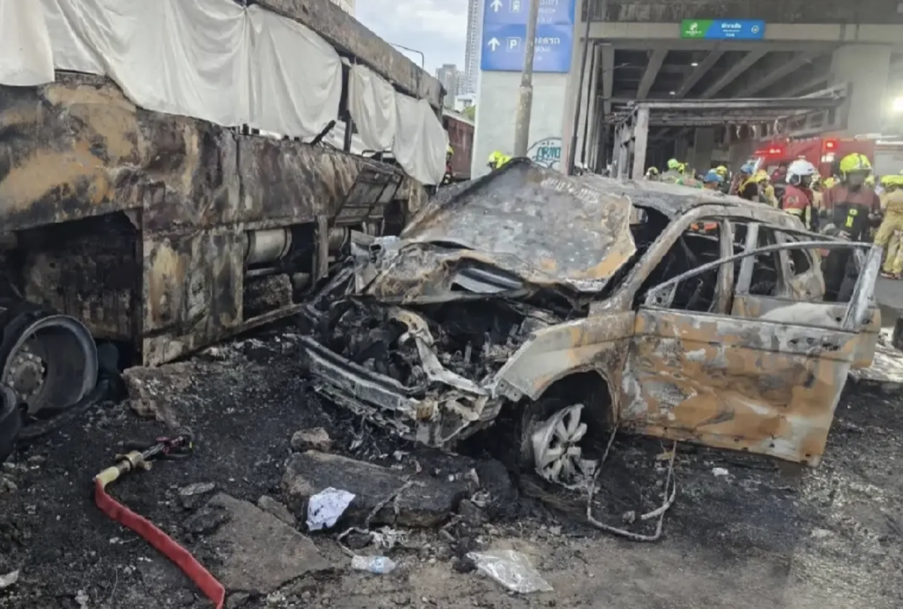 曼谷貨列車撞巴士　大火致八死兩重傷