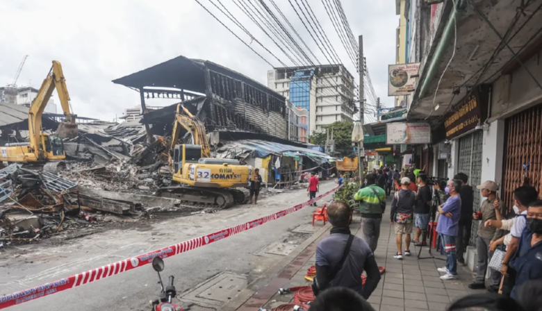 曼谷空通中心火災進入第2天　建築下陷鑑識暫無法進場